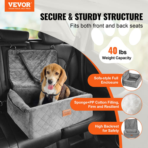 Hunde-Autositz „Reiseburg" – Boostersitz mit Stautasche & Sicherheitsgurt