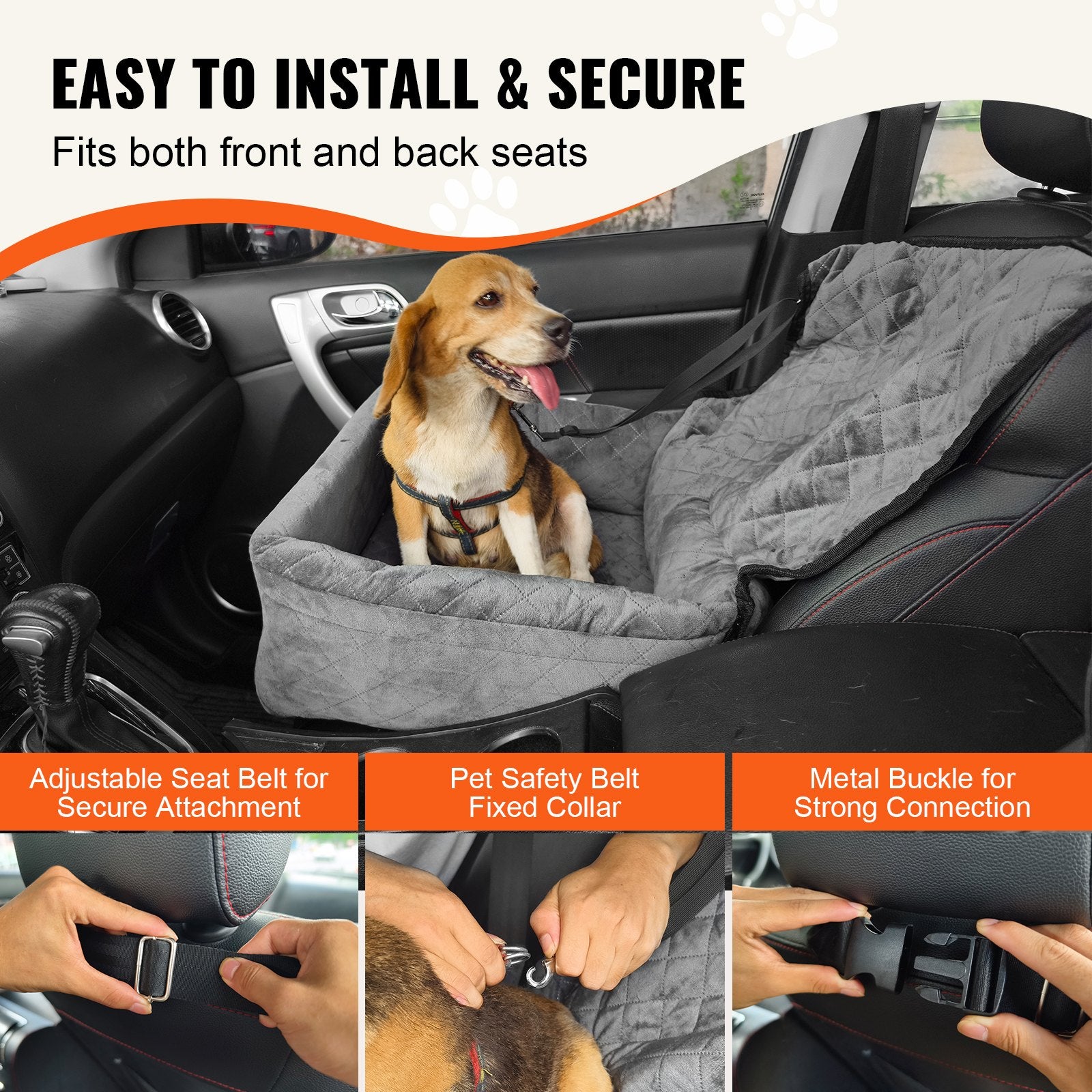 Hunde-Autositz „Reiseburg" – Boostersitz mit Stautasche & Sicherheitsgurt
