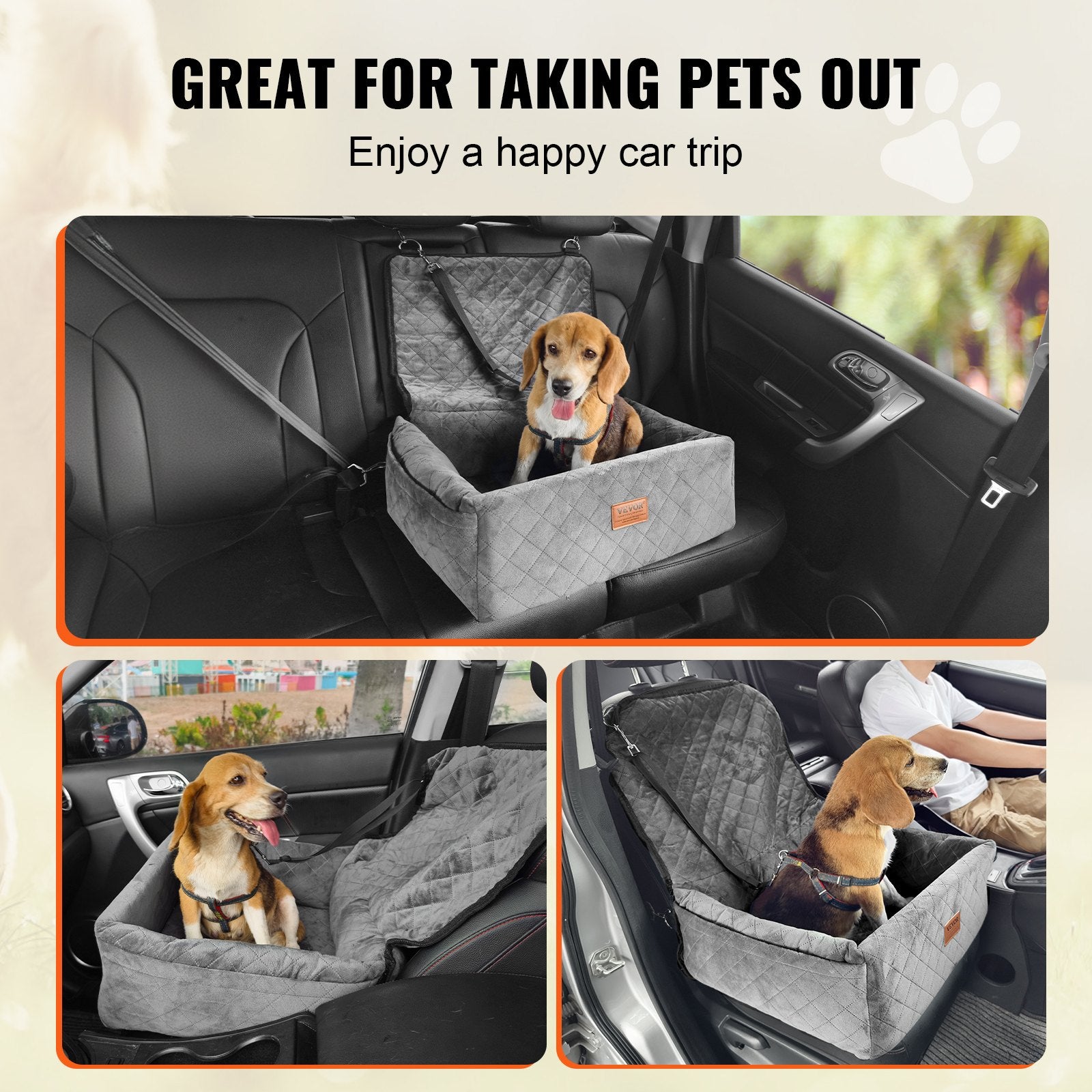 Hunde-Autositz „Reiseburg" – Boostersitz mit Stautasche & Sicherheitsgurt