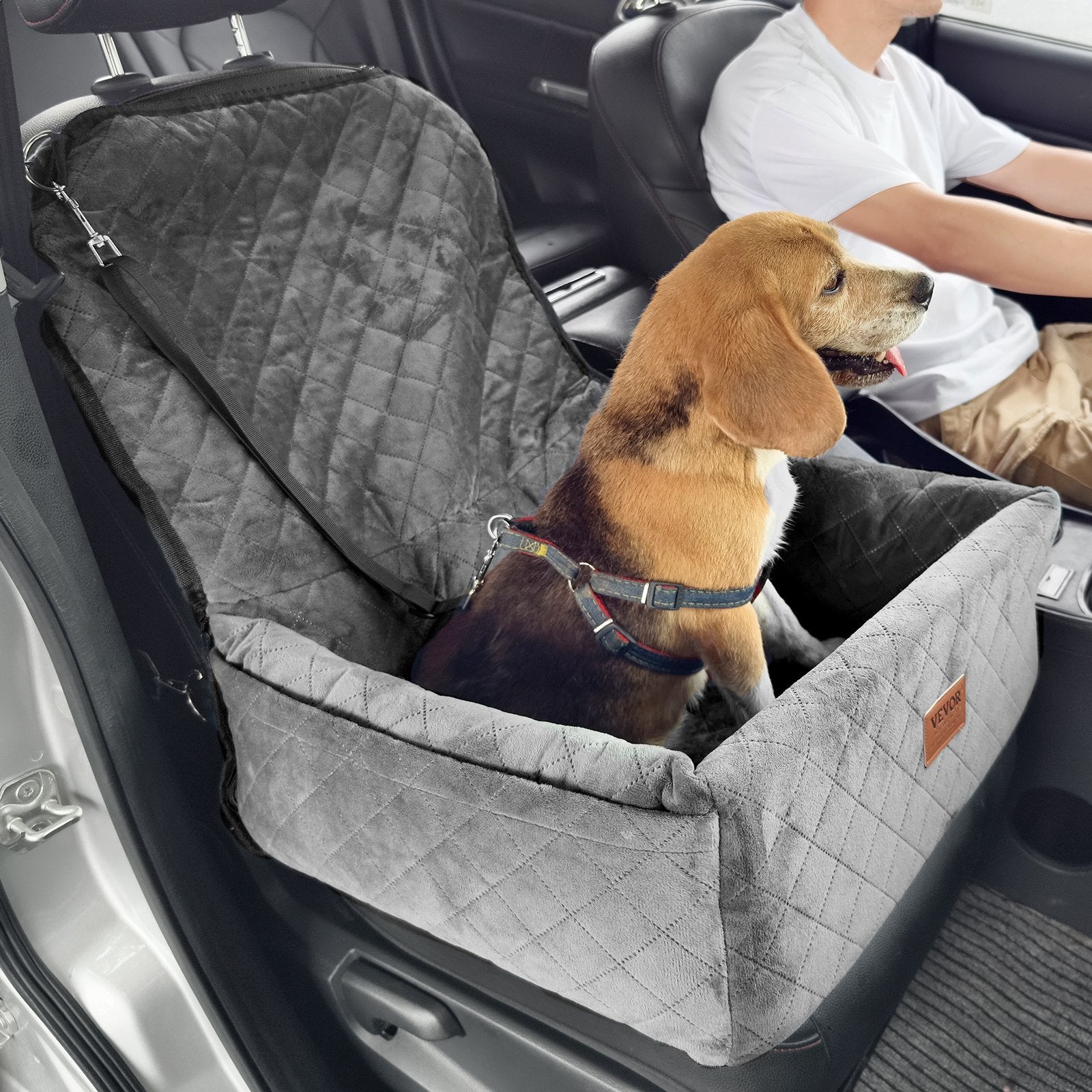 Hunde-Autositz „Reiseburg" – Boostersitz mit Stautasche & Sicherheitsgurt