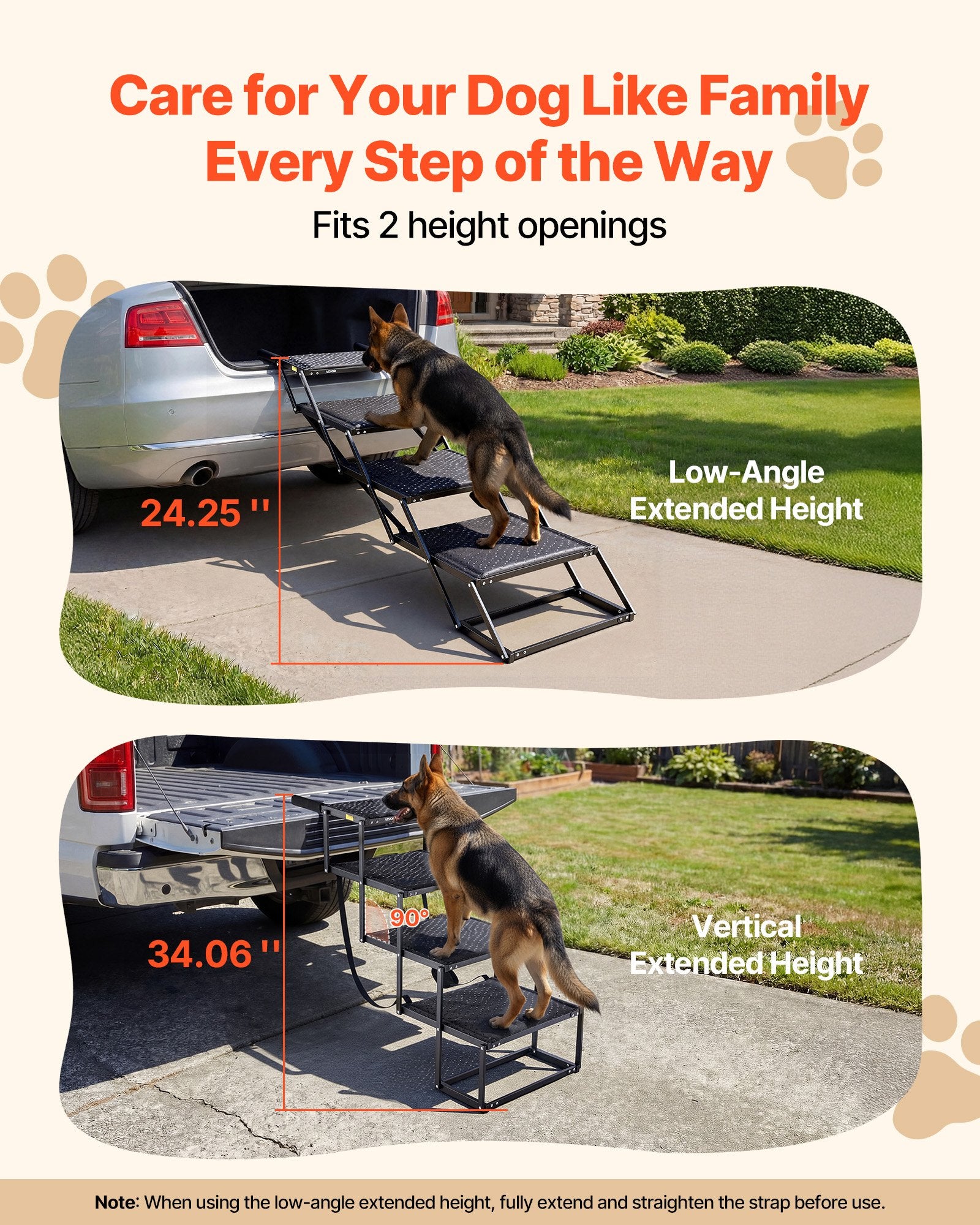 Hunde-Treppe „Sanfter Aufstieg" – 4 Stufen, faltbar, fürs Auto, Bett & Sofa