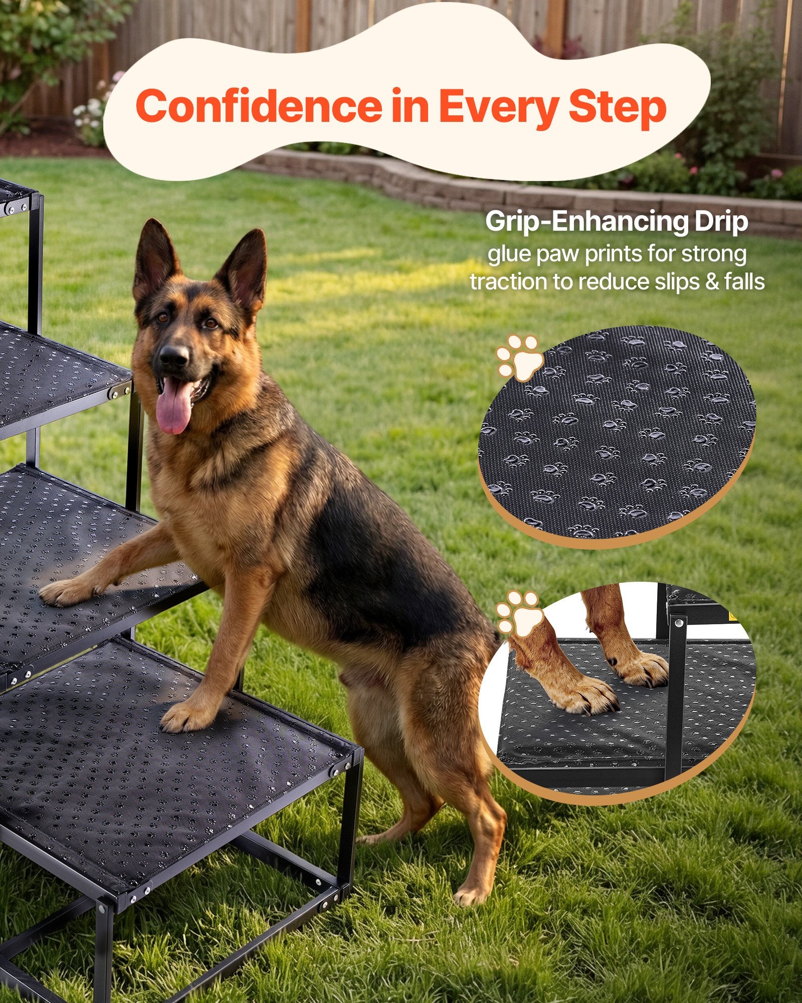 Hunde-Treppe „Sanfter Aufstieg" – 4 Stufen, faltbar, fürs Auto, Bett & Sofa