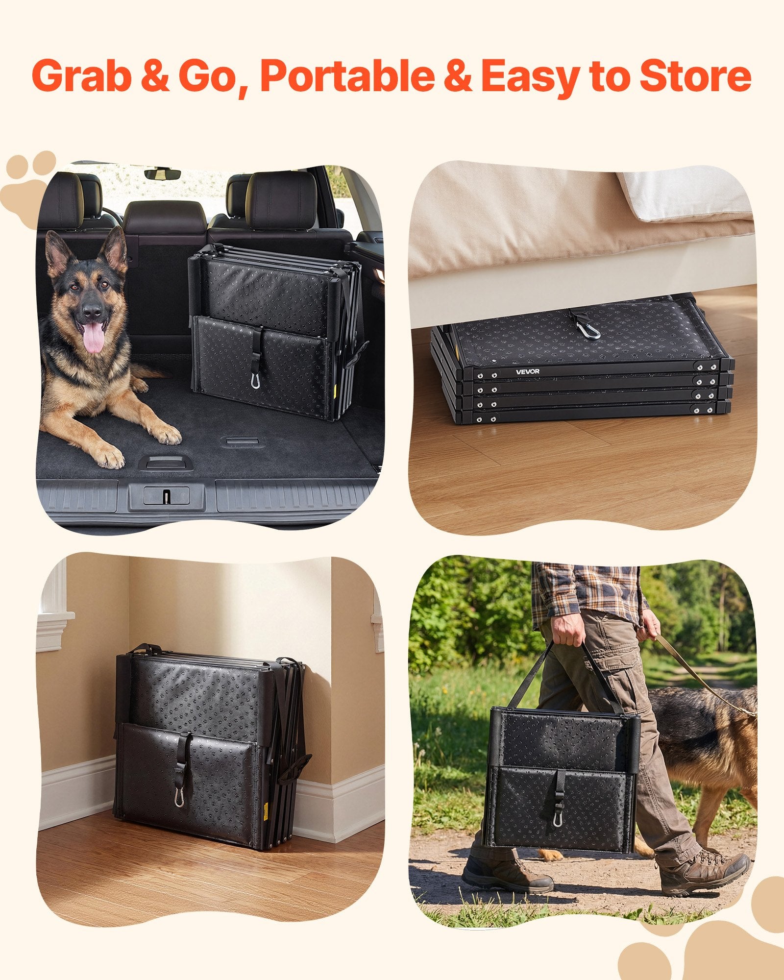 Hunde-Treppe „Sanfter Aufstieg" – 4 Stufen, faltbar, fürs Auto, Bett & Sofa