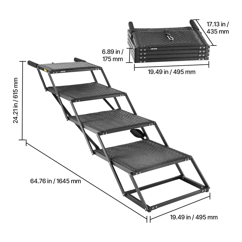 Hunde-Treppe „Sanfter Aufstieg" – 4 Stufen, faltbar, fürs Auto, Bett & Sofa